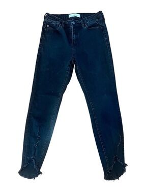KanCan Women's Black Skinny Jeans Raw Hem Zip 5-Pocket Denim Sz 7/27